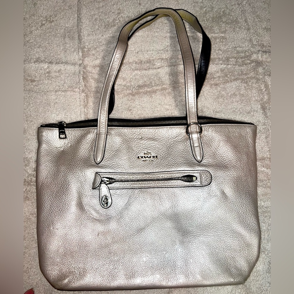Coach Taylor Tote in Metallic pebble leather